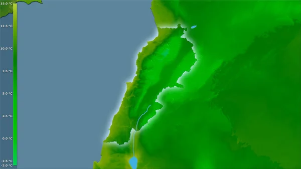Temperatura Média Quarto Mais Quente Dentro Área Líbano Projeção Estereográfica — Fotografia de Stock