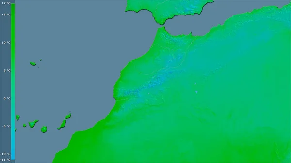 Temperatura Mínima Mês Mais Frio Dentro Área Marrocos Projeção Estereográfica — Fotografia de Stock
