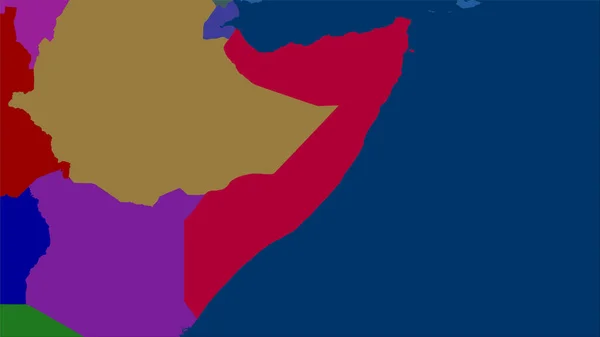行政区划地图上的索马里地区立体投影 栅格层的原始组成 — 图库照片