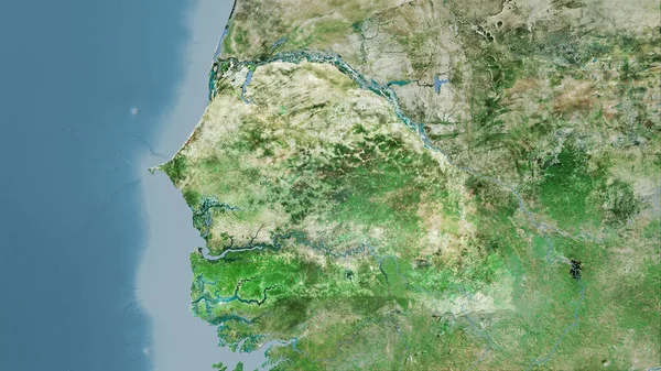 Zone Sénégal Sur Carte Satellite Dans Projection Stéréographique Composition Brute — Photo