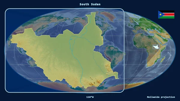 Vista Ampliada Del Esquema Sudán Del Sur Con Líneas Perspectiva — Foto de Stock
