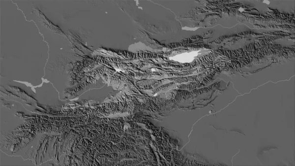 立体投影中的双圆弧高程地图上的吉尔吉斯斯坦地区 栅格层的原始成分 — 图库照片