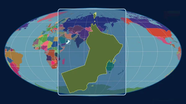 Втілений Точки Зору Омана Перспективними Лініями Проти Глобальної Карти Проекції — стокове фото