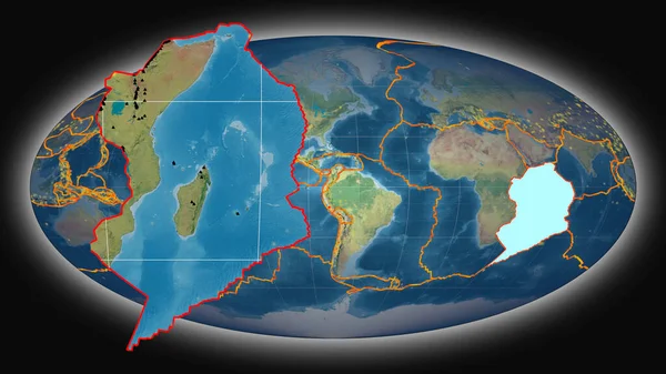 Placca Tettonica Somala Estrusa Presentata Contro Mappa Topografica Globale Nella — Foto Stock