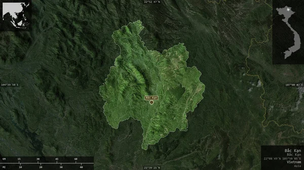 Bac Kan Province Vietnam Imagerie Satellite Forme Présentée Contre Zone — Photo