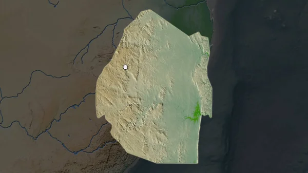 Area Evidenziata Dello Swaziland Con Punto Capitale Sulla Mappa Desaturata — Foto Stock