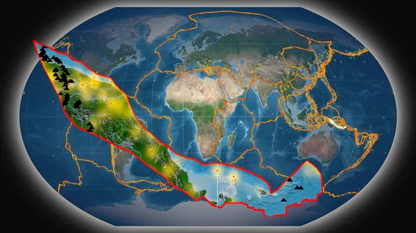 Woodlark Tectonic Plate Extruded Presented Global Satellite Imagery Kavrayskiy Projection — Stock Photo, Image