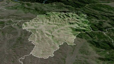 Romanya 'nın Bistrita-Nasaud ilçesi yakınlaştırıldı ve ön plana çıkarıldı. Uydu görüntüleri. 3B görüntüleme