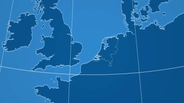 Hollanda 'da. Mahalle - ülkenin dış hatlarıyla uzak perspektif. Sadece şekiller - kara / okyanus maskesi