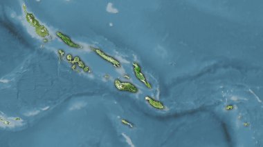 Solomon Adaları uydu D haritasında stereografik projeksiyondaki koyu renkli çizgili raster tabakalarının ham bileşimi.