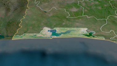 Lagos - Nijerya devleti büyümüş ve sermaye ile vurgulanmış. Uydu görüntüleri. 3B görüntüleme