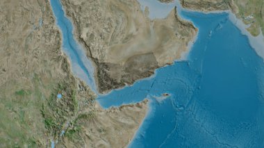 Yemen yakınlaştı ve yakınlaştı. Uydu görüntüleri. 3B görüntüleme