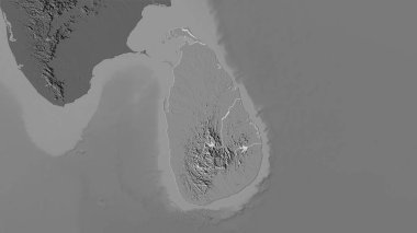 Stereografik projeksiyondaki bilek yüksekliği haritasında Sri Lanka alanı - raster katmanlarının ham bileşimi