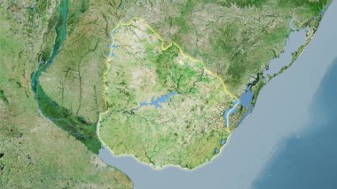 Stereografik projeksiyondaki D uydusunun Uruguay bölgesi - ışık saçan ana hatlı raster katmanlarının ham bileşimi