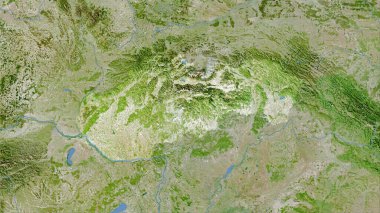 Uydudaki Slovakya bölgesi stereografik projeksiyondaki bir harita - raster katmanlarının ham bileşimi