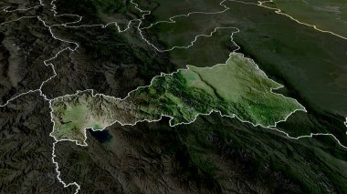 Pasco - Peru bölgesi yakınlaştırıldı ve altı çizildi. Uydu görüntüleri. 3B görüntüleme
