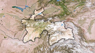 Stereografik projeksiyondaki C uydusu üzerinde Tacikistan bölgesi - koyu parlak ana hatlı raster tabakalarının ham bileşimi