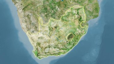 Stereografik projeksiyondaki D uydusu üzerinde Güney Afrika bölgesi - ışık saçan ana hatlara sahip raster tabakalarının ham bileşimi