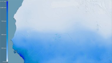 Efsanevi stereografik projeksiyondaki Mali bölgesindeki en nemli ayın yağışı - raster tabakalarının ham bileşimi