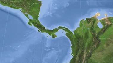 Panama ve mahallesi. Uzak eğimli perspektif - özet yok. uydu resimleri