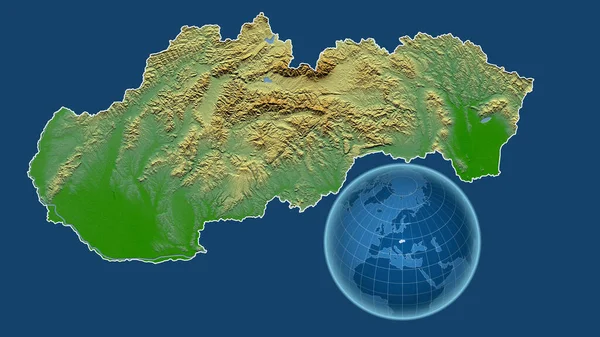 Szlovákia Globe Ország Alakja Ellen Zoomolt Térkép Vázlatát Elszigetelt Kék — Stock Fotó