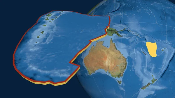 Nya Hebrides Tektoniska Platta Extruderas Och Presenteras Mot Världen Satellitbilder — Stockfoto