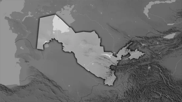 차단선으로 래스터 어두운 지도에 우즈베키스탄 — 스톡 사진