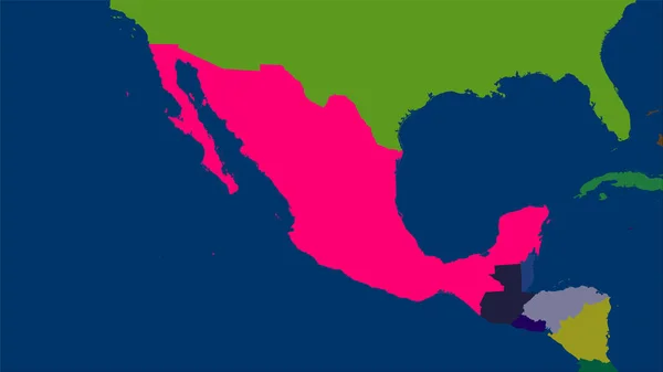 Περιοχή Του Μεξικού Στον Χάρτη Διοικητικών Διαιρέσεων Στην Στερεογραφική Προβολή — Φωτογραφία Αρχείου