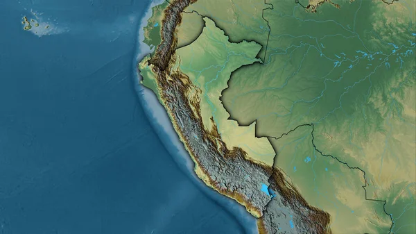 Peru Område Topografisk Relief Karta Stereografisk Projektion Sammansättning Raster Lager — Stockfoto