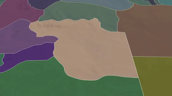 Jufrah Distriktet Libyen Zoomade Och Markerade Färgad Och Klumpig Karta — Stockfoto