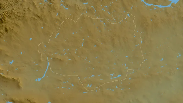 蒙古Dundgovi省 湖泊和河流的彩色阴影数据 形状与它的国家相对应 3D渲染 — 图库照片