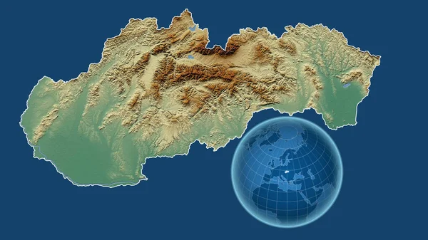 Eslovaquia Globo Con Forma Del País Contra Mapa Ampliado Con —  Fotos de Stock