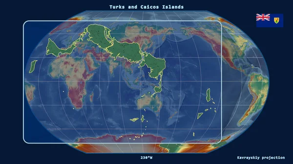 Vergrößerte Ansicht Der Turks Und Caicosinseln Mit Perspektivischen Linien Gegen — Stockfoto