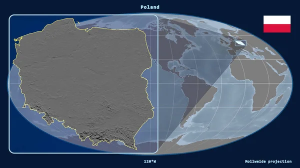 Vista Ampliada Del Esquema Polonia Con Líneas Perspectiva Contra Mapa — Foto de Stock