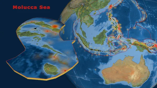 Płyta Tektoniczna Morza Molucca Opisana Wytłaczana Prezentowana Kuli Ziemskiej Zdjęcia — Zdjęcie stockowe