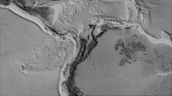 Sousedství Severních Tektonické Desky Mapě Stupních Šedi Van Der Grinten — Stock fotografie