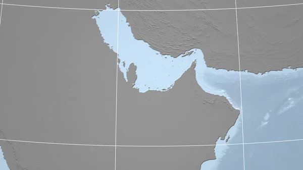 United Arab Emirates Neighborhood Distant Perspective Outline Grayscale Elevation Map — Stock Photo, Image