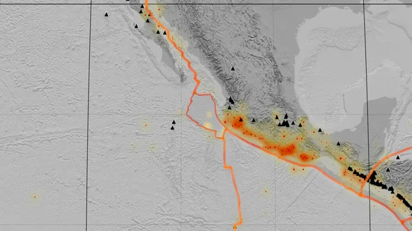 Piastra Tettonica Rivera Delineata Sulla Mappa Globale Elevazione Scala Grigi — Foto Stock