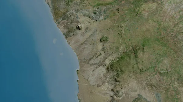 Erongo 纳米比亚地区 卫星图像 形状与它的国家相对应 3D渲染 — 图库照片