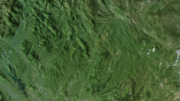 Bac Kan Provinsen Vietnam Satellitbilder Form Som Skisseras Mot Dess — Stockfoto