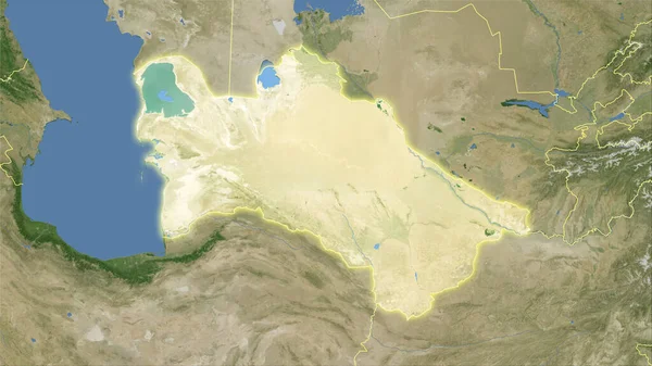 Τουρκμενιστάν Περιοχή Στο Χάρτη Του Δορυφόρου Στην Στερεογραφική Προβολή Ακατέργαστη — Φωτογραφία Αρχείου
