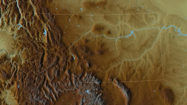 Montana State United States Colored Relief Lakes Rivers Shape Outlined — Stock Photo, Image