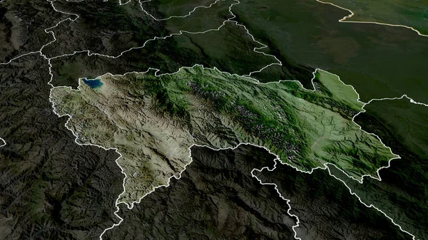 Junin Region Peru Zoomed Highlighted Satellite Imagery Rendering — Stock Photo, Image