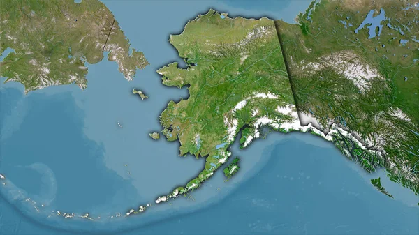 États Unis Alaska Zone Sur Carte Satellite Dans Projection Stéréographique — Photo