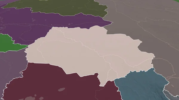 Tomsk Région Russie Zoomé Mis Évidence Carte Colorée Bosselée Division — Photo