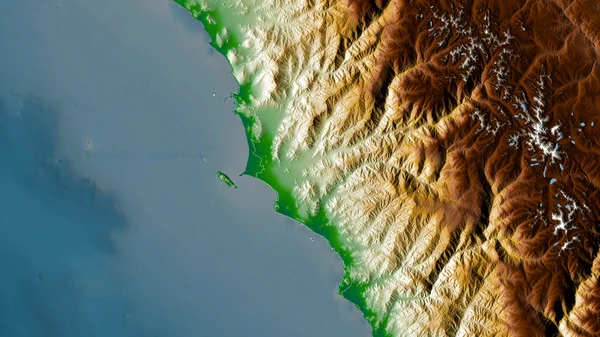 Provincia Lima Provincia Perú Datos Sombreado Colores Con Lagos Ríos — Foto de Stock