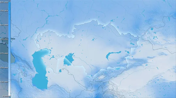 Opady Najwilgotniejszych Kwartałów Obszarze Kazachstanu Projekcji Stereograficznej Legendą Surowa Kompozycja — Zdjęcie stockowe