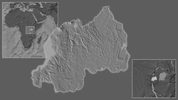 Nahaufnahme Von Ruanda Und Seiner Lage Der Region Und Zentrum — Stockfoto