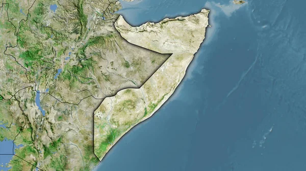 Szomália Területe Műholdas Térképen Sztereográfiai Vetítés Nyers Összetétele Raszter Rétegek — Stock Fotó