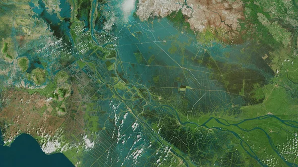 Dong Thap Provincie Vietnam Satellietbeelden Vorm Geschetst Tegen Zijn Landelijk — Stockfoto